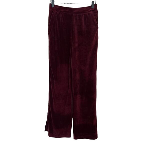 Daily Practice Urban Outfitters Burgundy Velour Wide Leg Lounge Pants Size XS - Picture 2 of 9